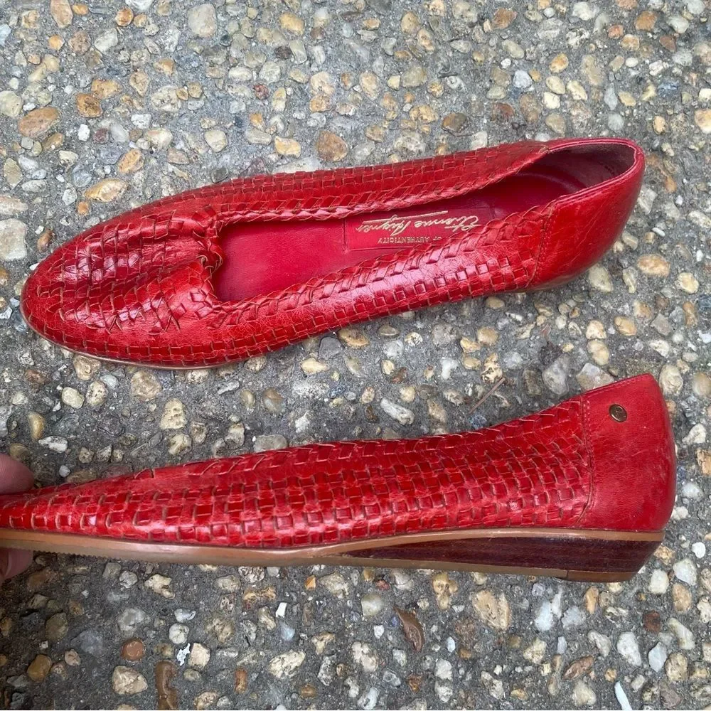 Etienne Aigner Red Woven Flats - Picture 3 of 6